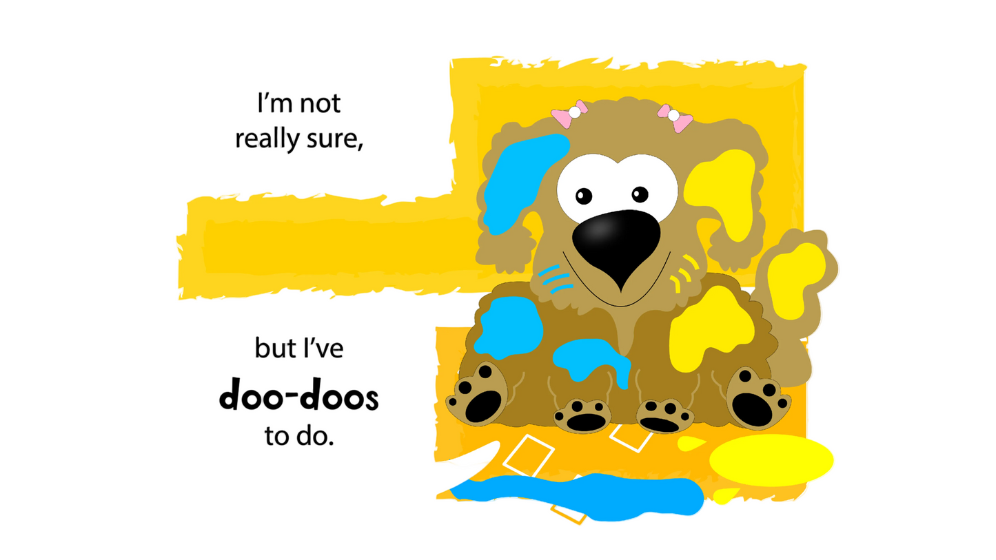 Cartoon dog smiling.