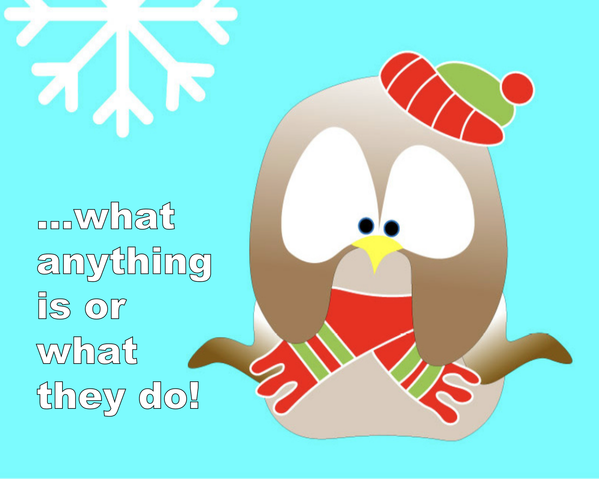 Cartoon owl shrugging shoulders.